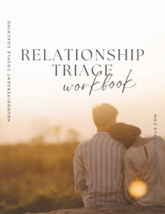 Relationship Triage Workbook cover - a couple silhouetted against a warm sunset sky