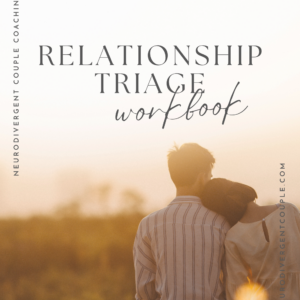 Relationship Triage Workbook cover - a couple silhouetted against a warm sunset sky