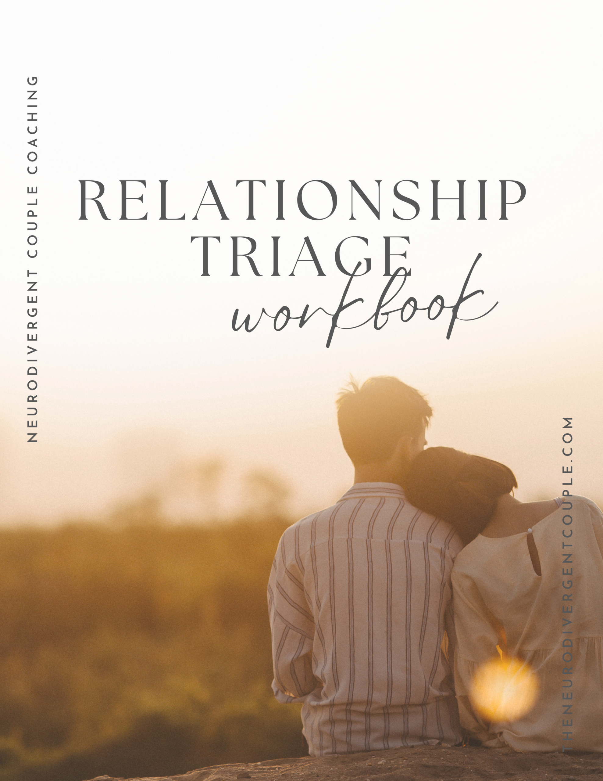 Relationship Triage Workbook cover - a couple silhouetted against a warm sunset sky